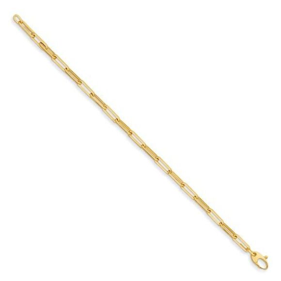 14k Italian Gold Paperclip Link Bracelet, by HERCO. 7.5 inches long and 4mm wide - Picture 1 of 5